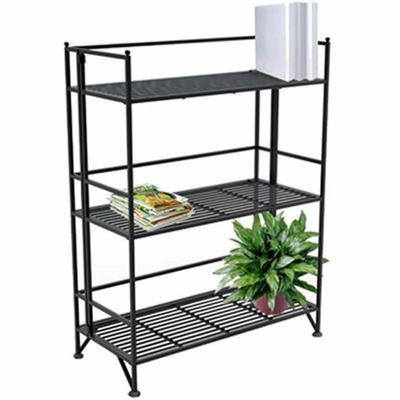 CONVENIENCE CONCEPTS X-Tra Storage 3 Tier Wide Black Folding Metal Shelf by HI21715